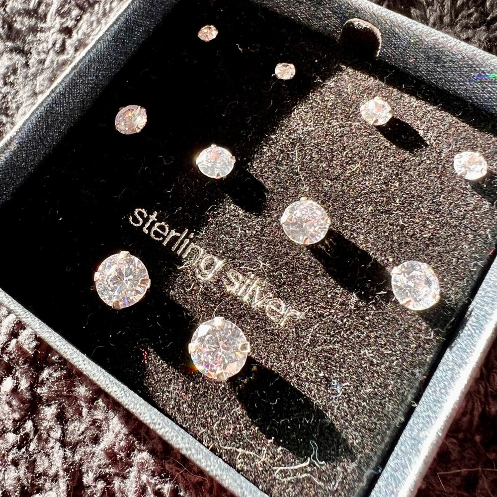 Sparkling Sterling Silver Earring Set